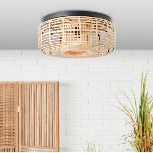 Helle Holz Deckenleuchte Crosstown, Ø 45cm, schwarz, für gemütliches Wohnambiente.