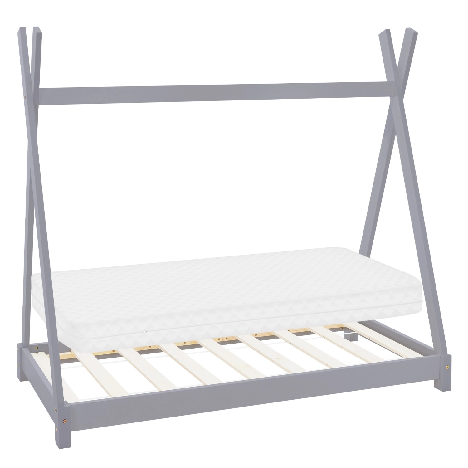 ML-Design Kinderbett Tipi 70x140 cm Hellgrau mit Matratze Lattenrostt aus H günstig online kaufen