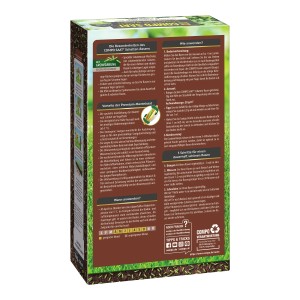 Compo Saat Schatten-Rasen 1kg Packung, geeignet für schattige Rasenflächen.
