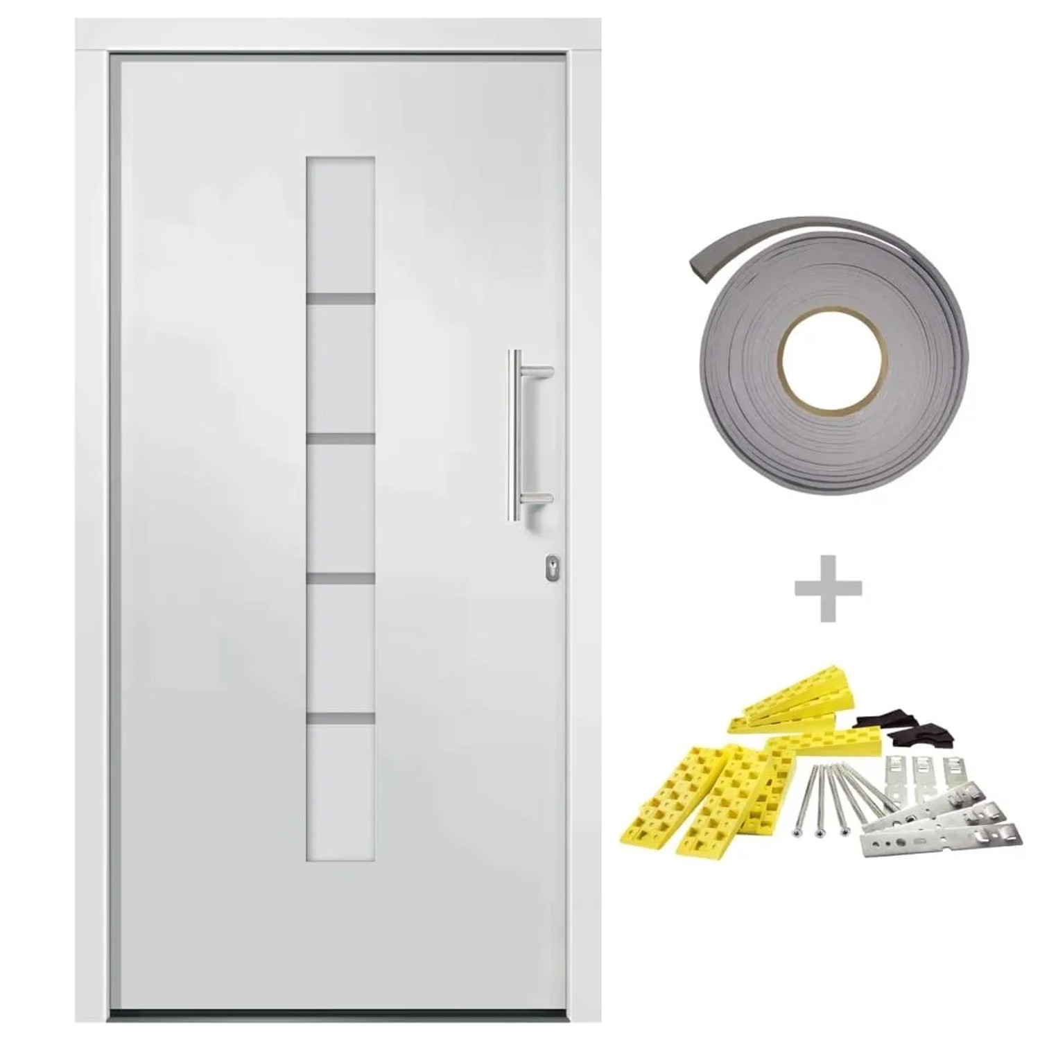 vidaXL Haustür Aluminium und PVC Weiß 100x210 cm 3056807