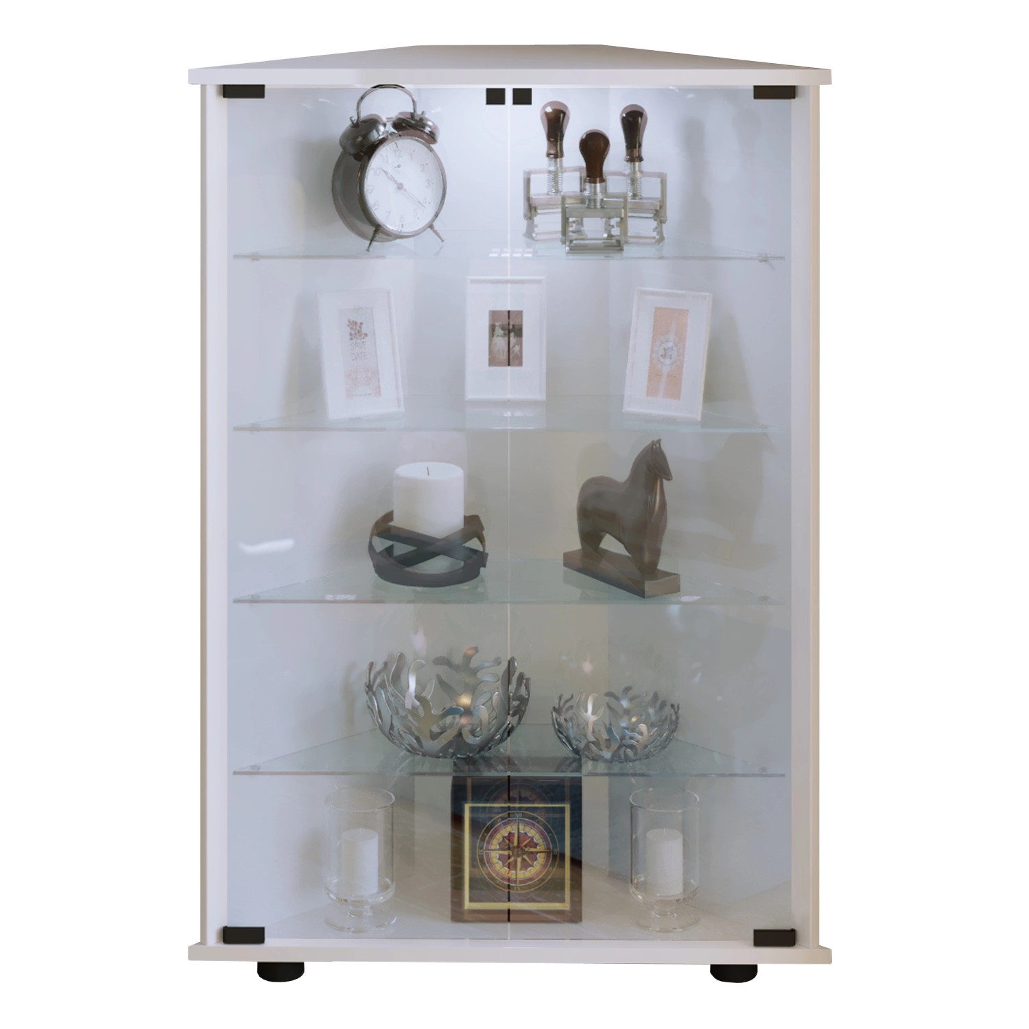 ebuy24 Jecka Vitrinenschrank Eckschrank mit 2 Glastüren und LED-Licht Weiß günstig online kaufen