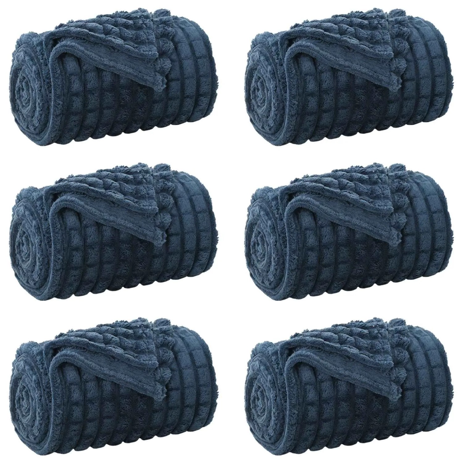 Thumbnail - vidaXL Wohndecken 6 Stück Marineblau 150 x 130 cm Fleece 42016957