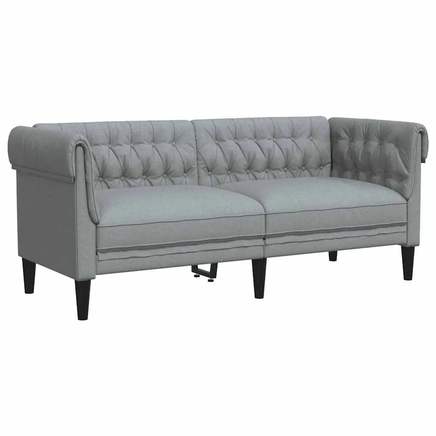 vidaXL Chesterfield-Sofa 2-Sitzer Hellgrau Stoff 372547