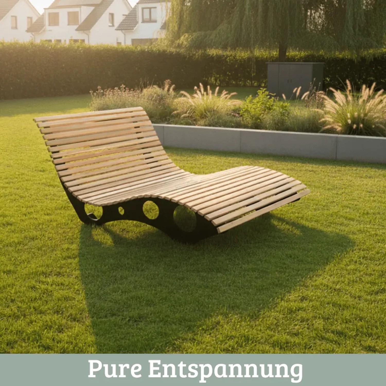 DELUKE Wellenliege Doppelliege MARTEN Massives Kiefernholz Waldliege Waldsofa Himmelsliege Relaxliege für Garten oder Terrasse_3