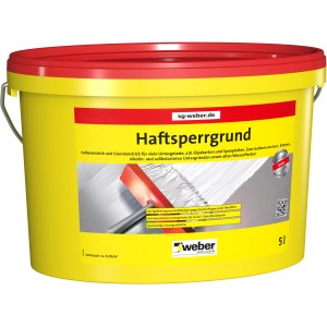 Eimer Weber Haftsperrgrund, 5 Liter, gelb mit rotem Deckel. Grundierung für diverse Untergründe.