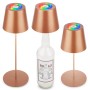 Brilo Tischleuchte 3-in-1 mit Flaschenaufsatz, braun, RGB-Licht.
