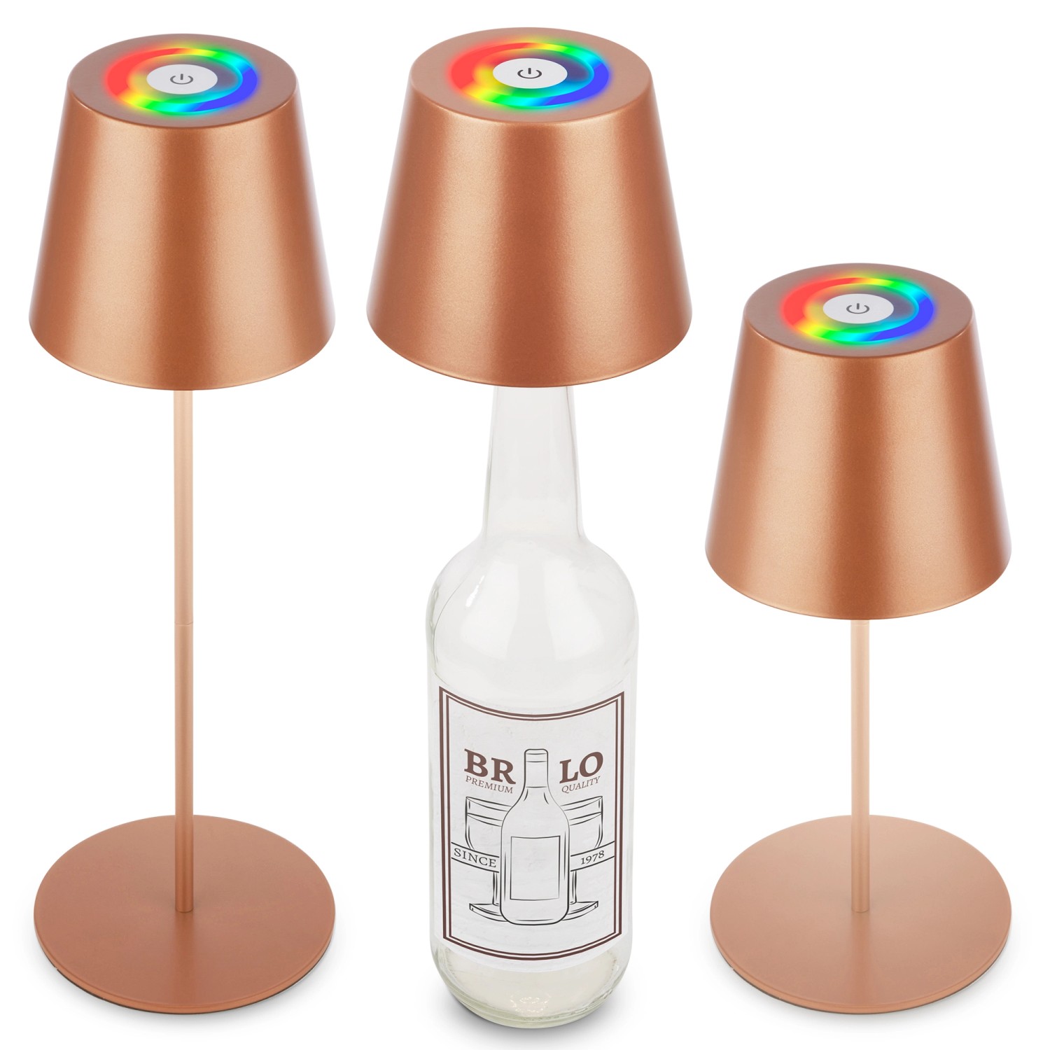 Brilo Tischleuchte mit Flaschenaufsatz 3 in 1 RGB Braun Ø 12 cm x 36 cm günstig online kaufen