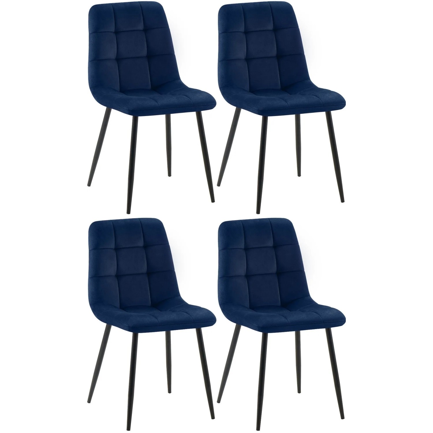 CLP 4er Set Esszimmerstuhl Tilde blau/Samt