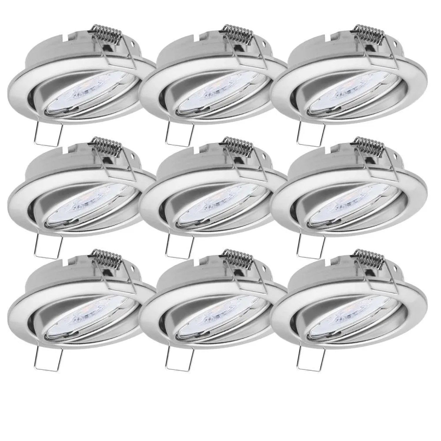 Oktaplex Dijon 9er Set LED-Einbaustrahler Energieklasse A Schwenkbar Chrom-Optik 1,9W Warmweiß 3000K 230V Lochmaß 68 mm