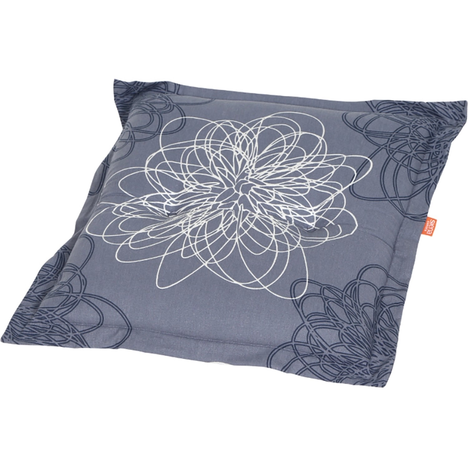 Siena Garden Xora Auflage Hocker-Sitzkissen Blume blau ca. 47x47x8 cm günstig online kaufen