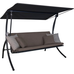 Angerer Hollywoodschaukel Motion Smart Olive mit Sonnendach und Kissen.