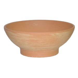Caramelfarbene Pflanzschale Wave, Ø 26 cm, aus Terrakotta für Balkon und Garten.
