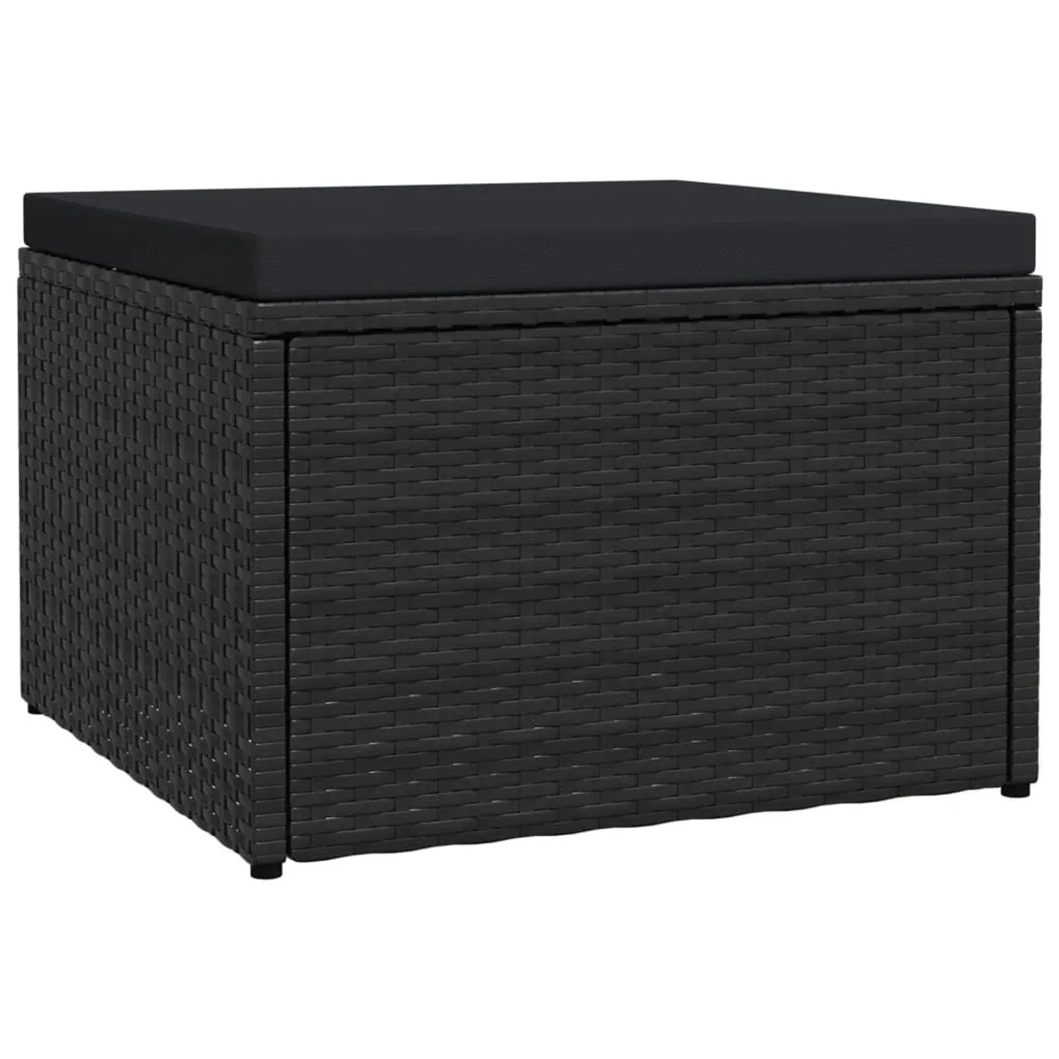 vidaXL Outdoor-Fußhocker mit Kissen Schwarz Polyrattan 310489