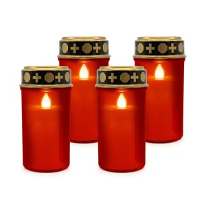 Relaxdays LED Grablicht 4er Set Kunststoff Rot Flackernd Batteriebetrieben Wetterfest 12 cm x 6,5 cm