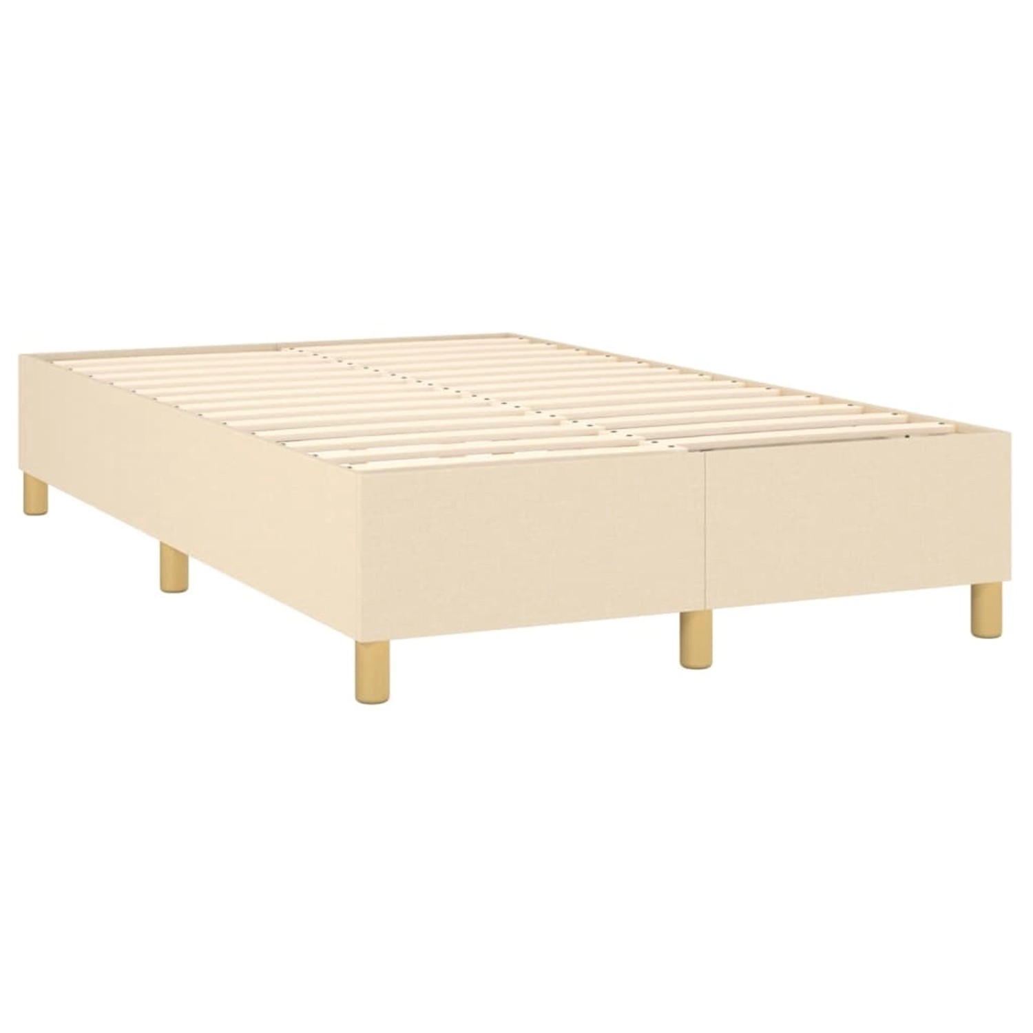 Cremefarbenes vidaXL Boxspringbett 120x200 cm aus Stoff, ohne Matratze und Kopfteil.