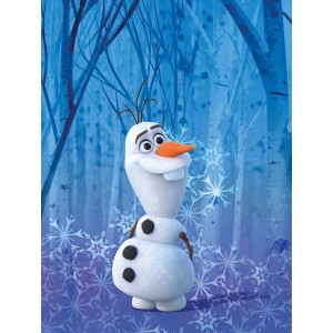 Komar Wandbild Frozen Olaf Crystal, 30x40 cm. Olaf vor blauem Winterwald.