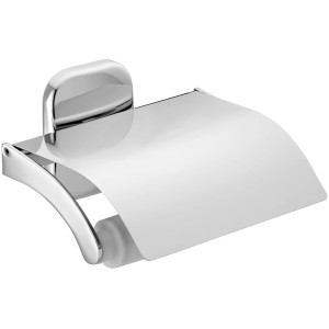 CMI Papierhalter S 100, verchromter Toilettenpapierhalter zur Wandmontage mit Deckel.