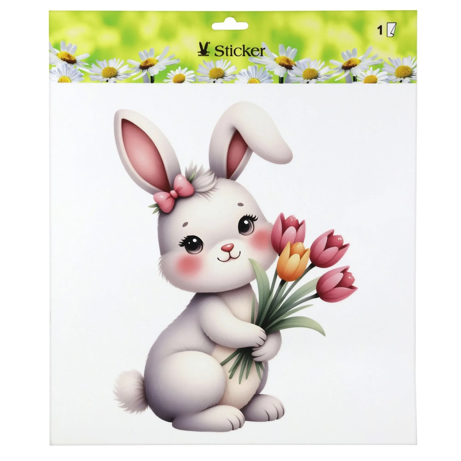 Osterdeko Fensterbild mit Hase 30,5 cm x 30,5 cm Mehrfarbig