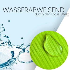Apfelgrüne Sensalux Vlies-Tischdecke: Wasserabweisend durch Lotus-Effekt.