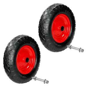 ECD Germany 2Er Set Schubkarrenrad Luftbereift mit Achse 4,80-4,00-8 390 mm