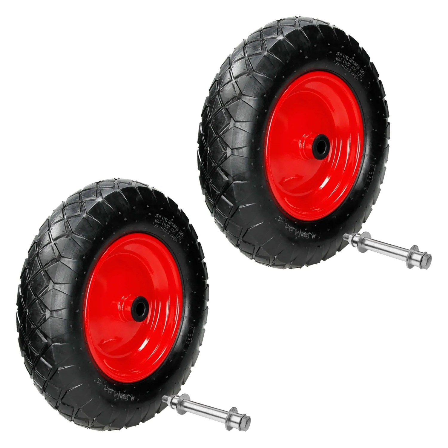 ECD Germany 2Er Set Schubkarrenrad Luftbereift mit Achse 4,80-4,00-8 390 mm