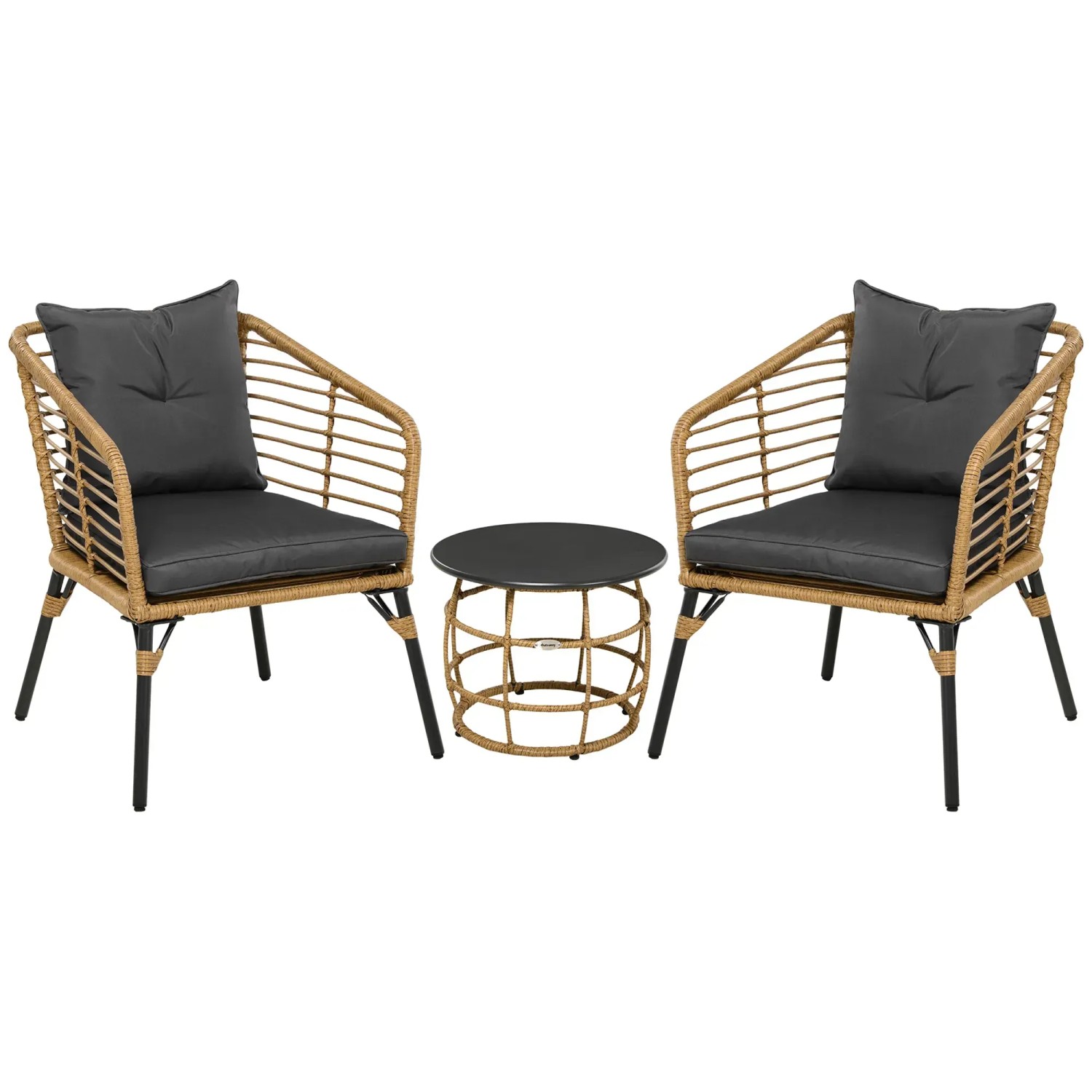 Outsunny Rattan Gartenmöbel-Set Polyester SandDunkelgrau 62L x 65B x 78H cm