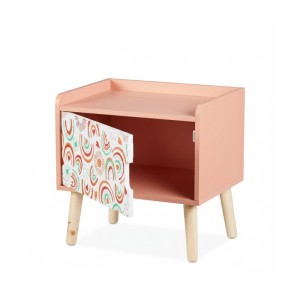 Relaxdays Kindernachttisch MDF Holz Bunt Mit Staufach 41 cm x 40 cm x 30 cm 4,5 kg