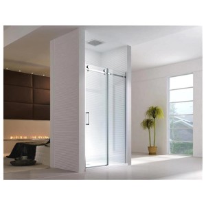 Glas Schiebetür Duschtür, 135x195cm, silbernes Profil, transparentes Glas für barrierefreies Bad.