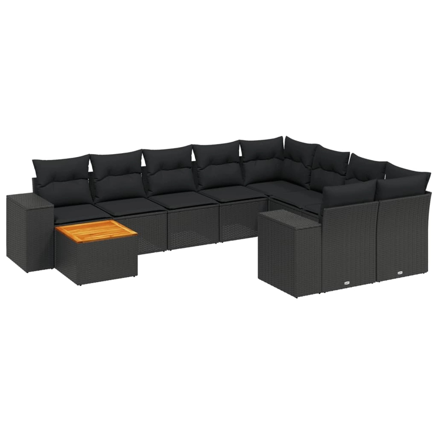 vidaXL 10-Tlg Garten-Sofagarnitur mit Kissen Schwarz Poly Rattan 3257938 günstig online kaufen