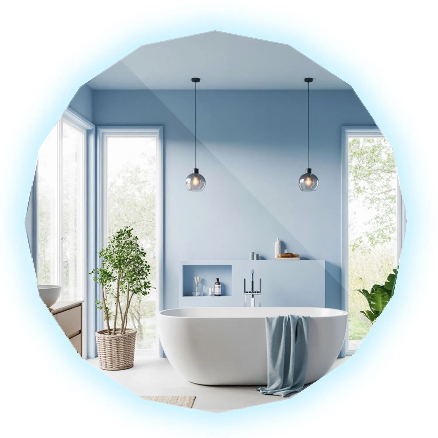 Tulup LED Spiegel LED Moderner Geometrischer Spiegel 80x80 cm LED Geometrischer Spiegel Schlafzimmer LED Moderne Geometr...