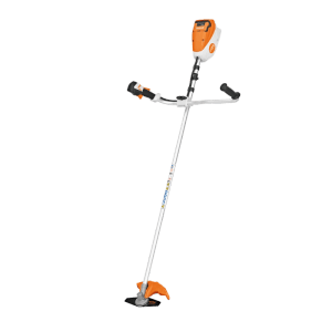 Stihl Akku-Motorsense FSA 80 in Orange-Grau mit Zweihandgriff. Leistungsstarker Akku-Trimmer ohne Akku/Ladegerät.