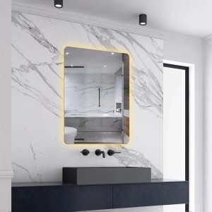 Aica Sanitär Badspiegel 80x60 cm Spiegel mit LED Beleuchtung Touch Wandschalter Beschlagfrei Drei Lichtfarbe Dimmbar Memory Neutral-Warm-Kaltweiß