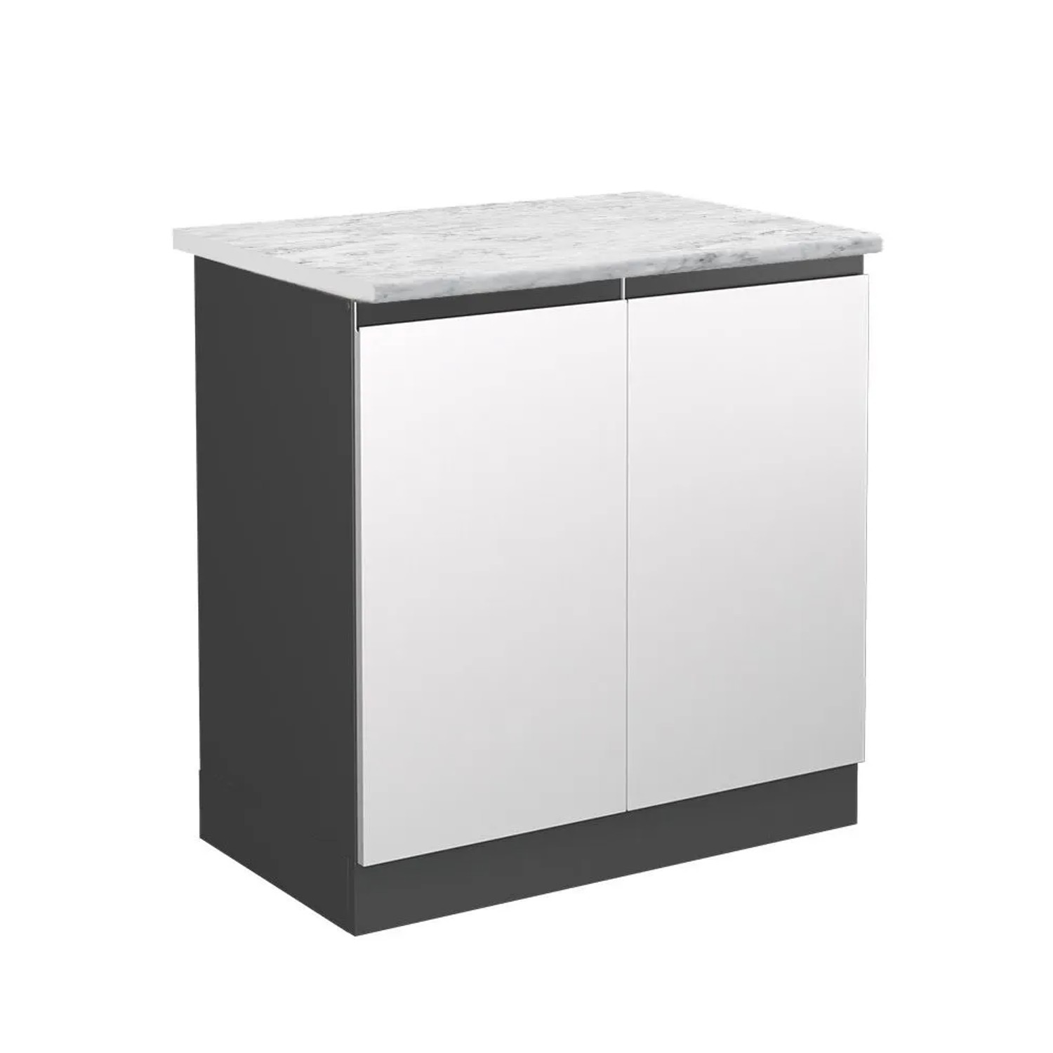 Vicco Spülenunterschrank R-Line Küchenunterschrank für die Spüle Weiß Anthrazit J-Shape AP Marmor
