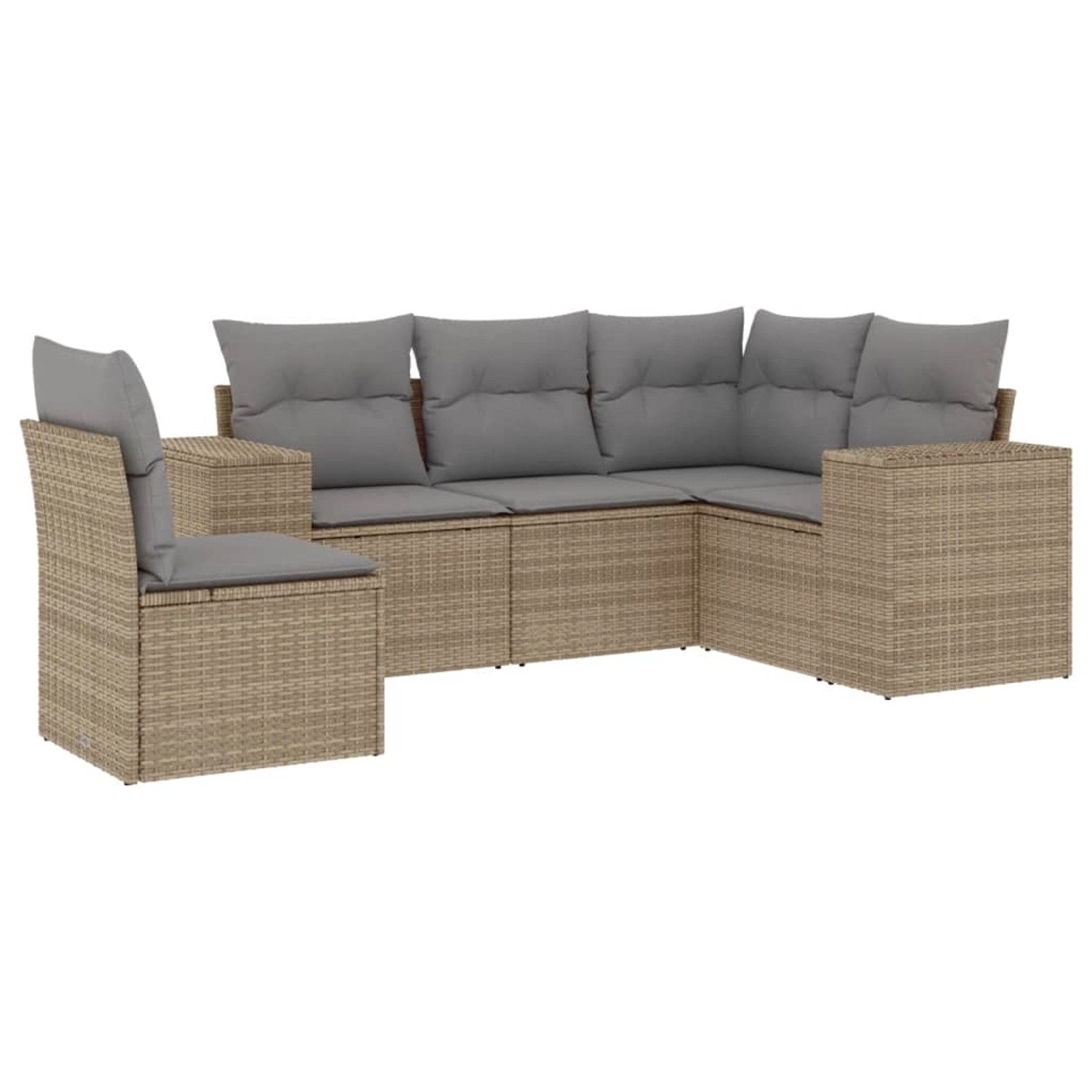 vidaXL 5-Tlg Garten-Sofagarnitur mit Kissen Beige Poly Rattan 3222568 günstig online kaufen