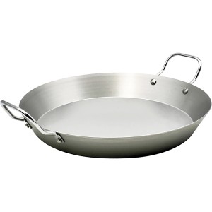 Steuber Grillwok Ø 32 cm, silberne Servierpfanne mit Griffen für Grill und Küche.