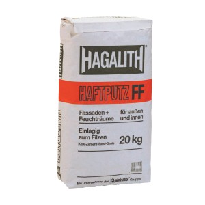 Sack Hagalith-Haftputz FF 20 kg, einlagiger Kalk-Zement-Putz für innen und außen.