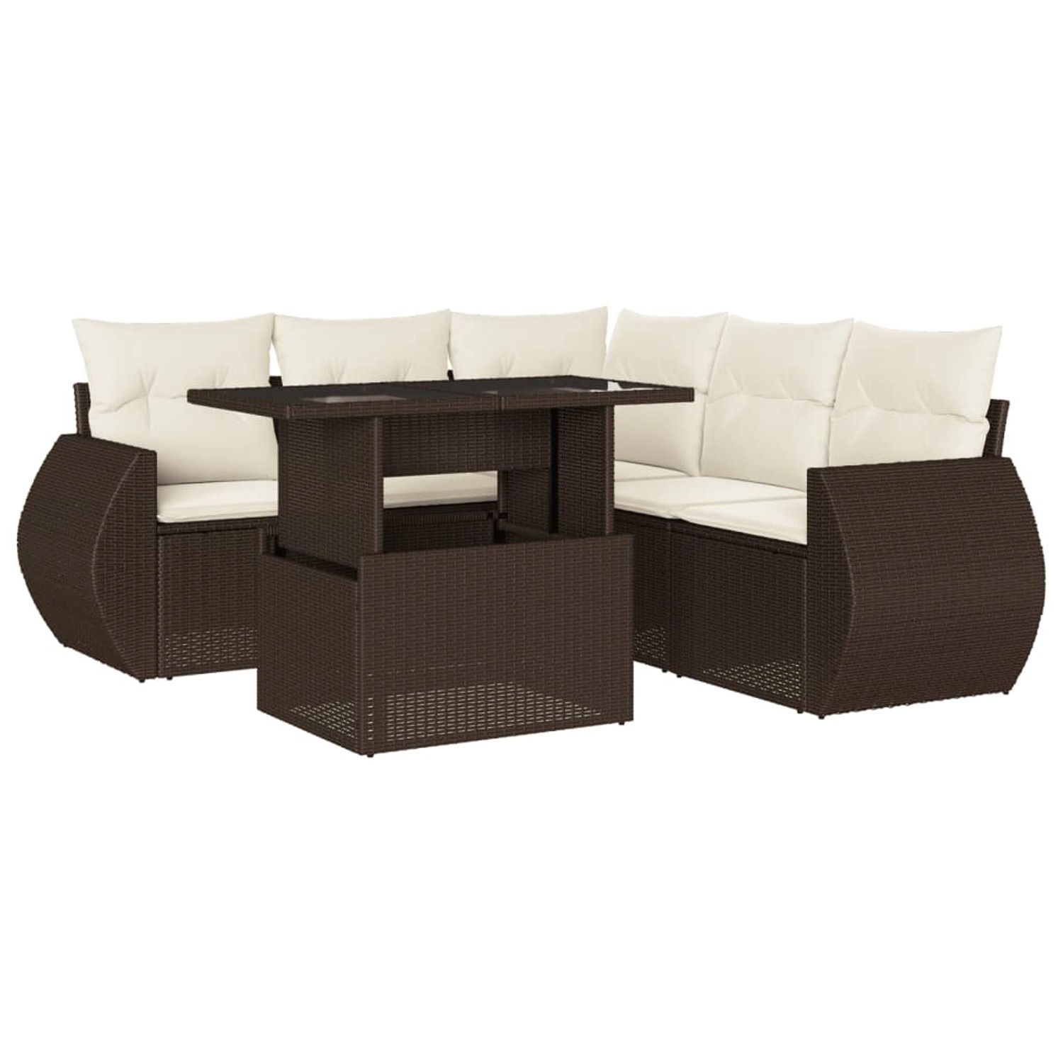 vidaXL 6-Tlg Garten-Sofagarnitur mit Kissen Braun Poly Rattan 3268533 günstig online kaufen