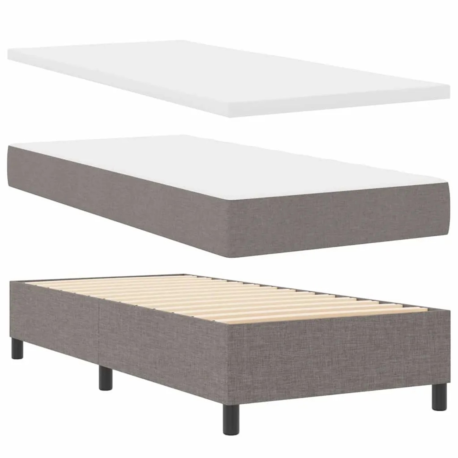vidaXL Boxspringbett Taupe 100 x 200 cm Stoff & Holzwerkstoff 3344125 günstig online kaufen