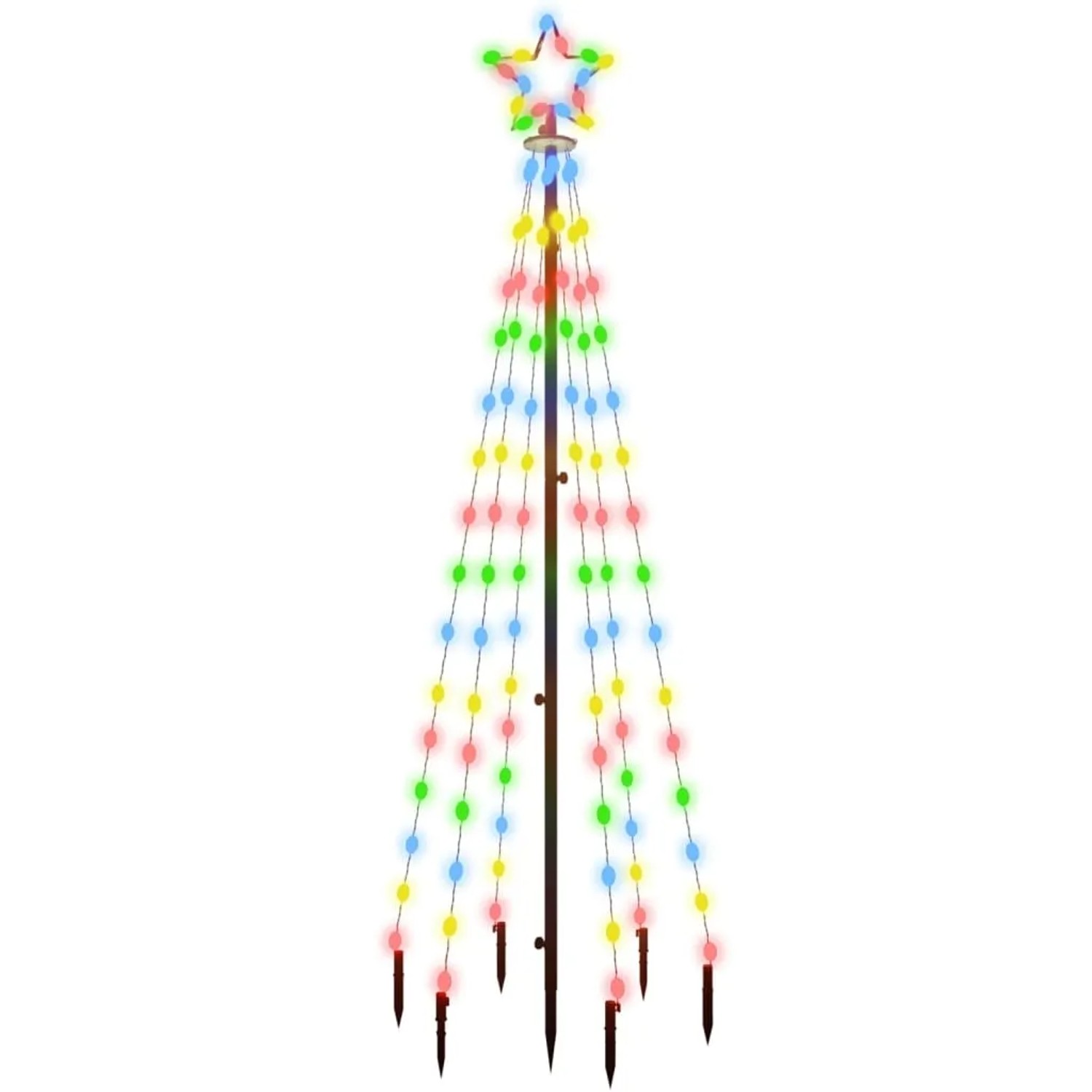 vidaXL LED-Weihnachtsbaum mit Erdnägeln Mehrfarbig 108 LEDs 180 cm