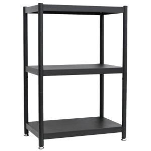 Schwarzes shelfr Metallregal im Industrial Design mit 3 Ebenen (61x41x90cm).