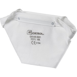 Gebol Schutzmaske Basic FFP1, weiße Faltmaske für Atemschutz mit verstellbarem Nasenbügel.