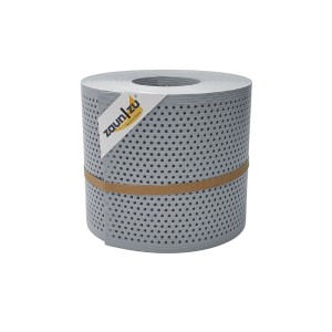 zaunzu Sichtschutz Rille gelocht, Fenstergrau, 26m Rolle für Doppelstabmattenzaun.