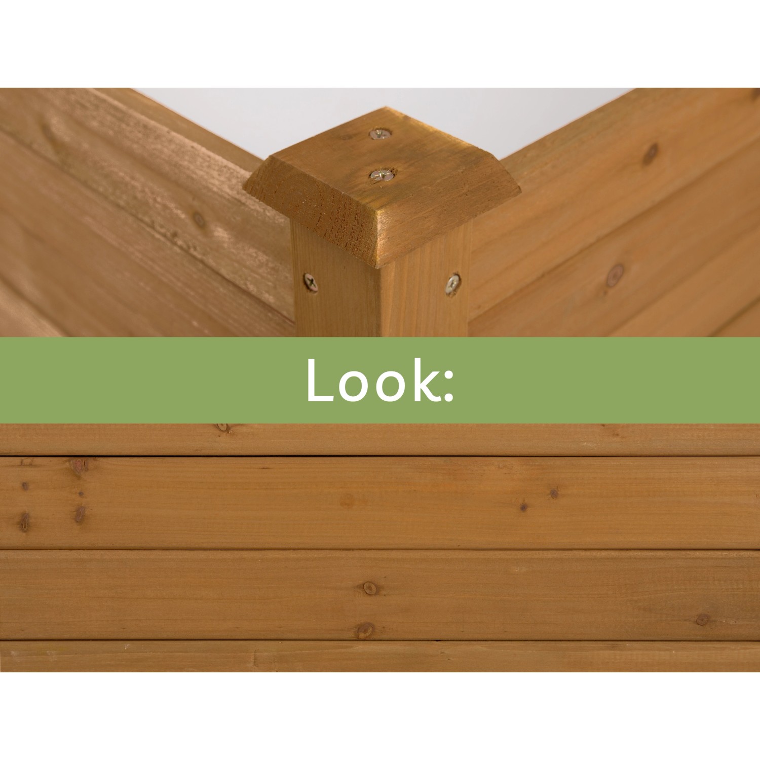 Detailansicht des braunen needs&wants Hochbeet Pflanzbeet Growy2 aus Tannenholz.