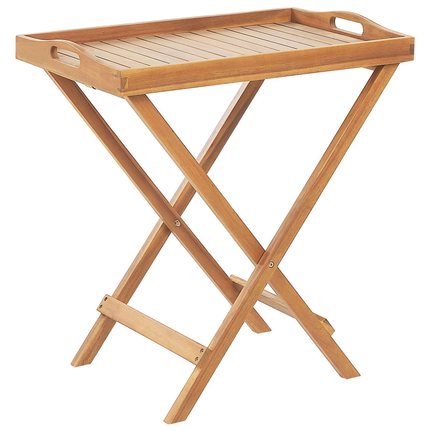 Beliani Beistelltisch JAVA Heller Holzfarbton 45x68x73