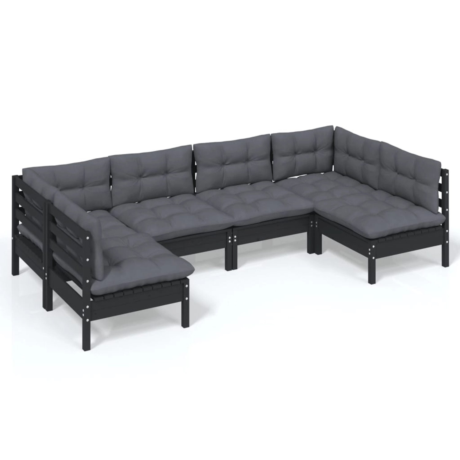 vidaXL 6-tlg Garten-Lounge-Set mit Kissen Schwarz Kiefer Massivholz Modell günstig online kaufen