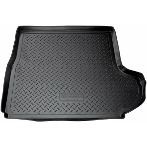 Schwarze Gummi Kofferraumwanne für Mitsubishi Outlander II CW 2006-2012 mit hohem Rand.