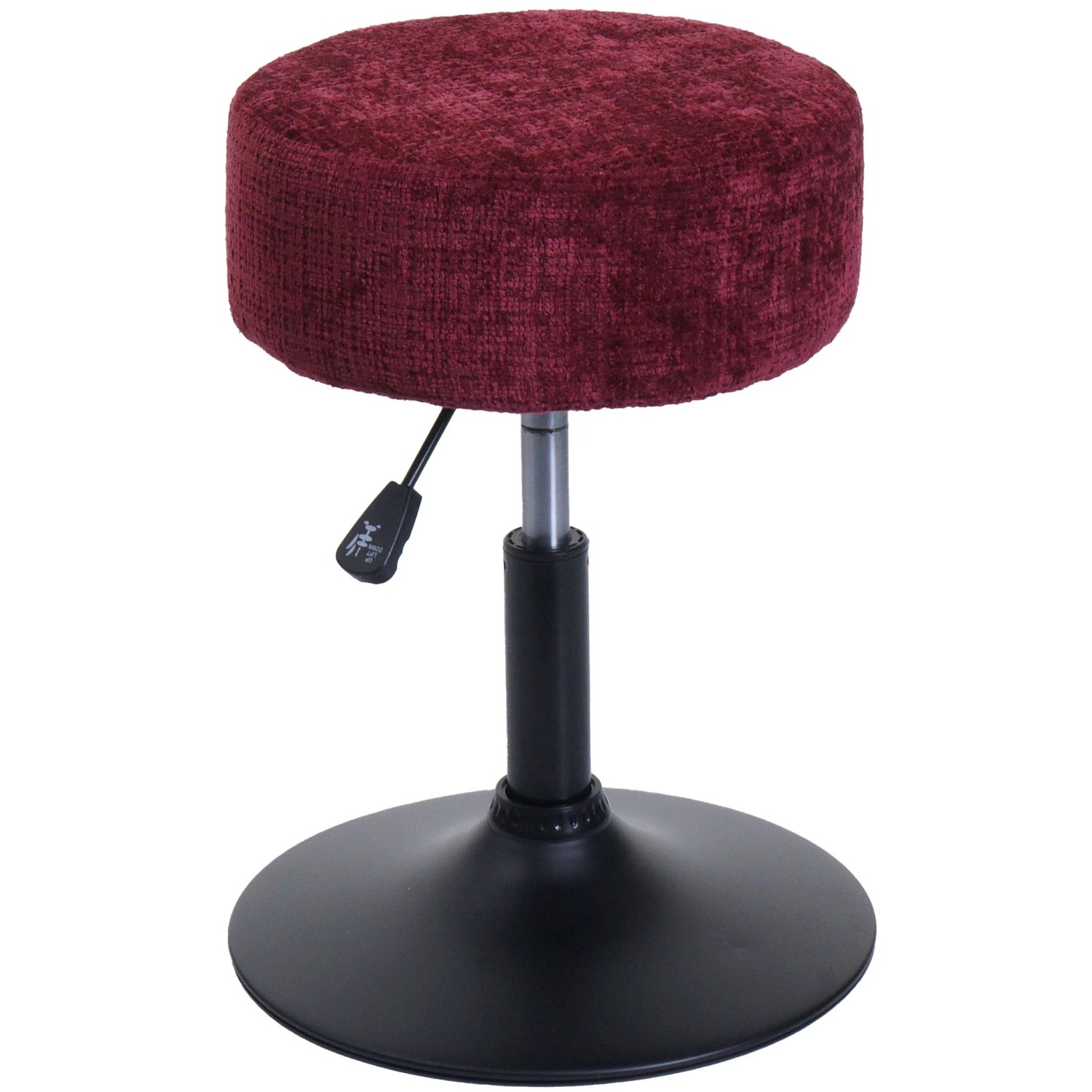 MCW Hocker C22 Höhenverstellbar Drehbar Ø 37cm Stoff Chenille Bordeaux