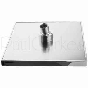 Quadratische Kopfbrause zur Deckenmontage aus dem PaulGurkes Unterputz Duschsystem, chrom.
