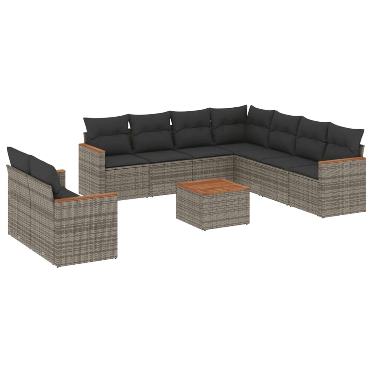 vidaXL 10-Tlg Garten-Sofagarnitur mit Kissen Grau Poly Rattan 3258511 günstig online kaufen