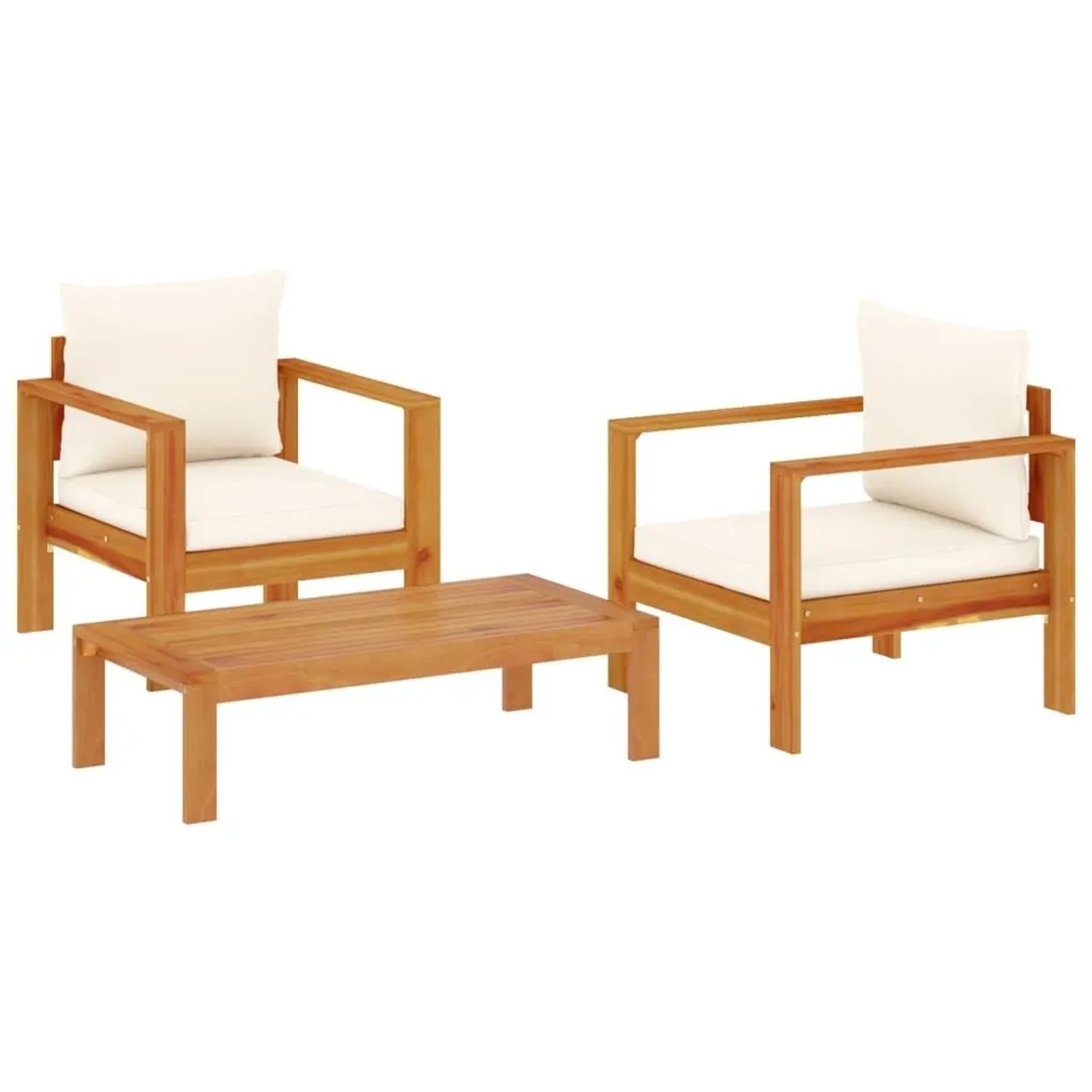 vidaXL 3 Tlg Garten-Sofagarnitur mit Kissen Massivholz Akazie 3214841